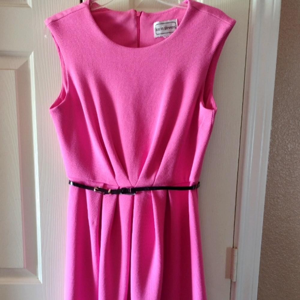 Super cute pink dress with black belt